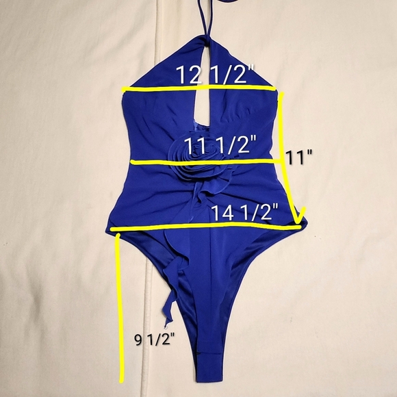 Zara Halter Neck Bodysuit Royal Blue Floral Small - Picture 11 of 11